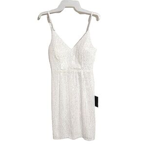 Lulus White Sequined Spaghetti Strap Dress  Small